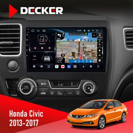 Штатна магнітола Honda Civic 2013 2017 Decker D10-011 з 10.1-дюймовим QLED екраном
