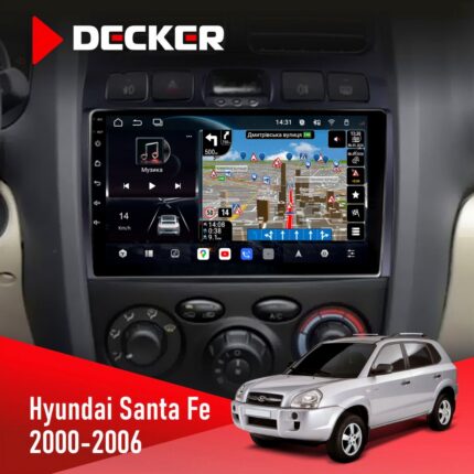 Штатна магнітола Hyundai Santa Fe 2000-2006 Decker D9-011 4x64 DSP 4G 360