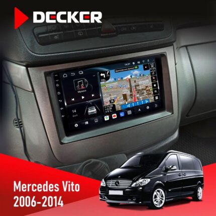 Штатна магнітола Mercedes-Benz Vito 2003-2014 Decker D10-011 4x64 DSP 4G 360 — лицьова панель 10.1 дюйма QLED