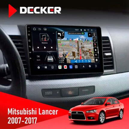Штатна магнітола Mitsubishi Lancer X 2007-2017 Decker D10-011 4x64 DSP 4G 360 з екраном 10.1 дюйма