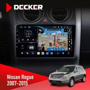 Штатна магнітола Nissan Rogue 2007-2015 Decker D9-011 4x64 DSP 4G 360 — 9 дюймів QLED, Android 15