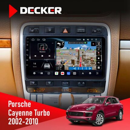 Штатна магнітола Porsche Cayenne Turbo 2002-2010 Decker D9-011 4x64 DSP 4G 360 на 9-дюймовому QLED екрані