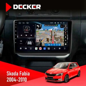 Штатна магнітола Skoda Fabia 2007-2014 Decker D10-011 4x64 DSP 4G 360 — QLED екран 10.1 дюйма
