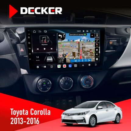 Штатна магнітола Toyota Corolla 2013-2016 Decker D10-011 4x64 DSP 4G 360 в салоні автомобіля