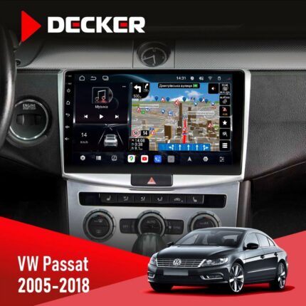 Штатна магнітола VW Passat B6 B7 Decker D10-011 4x64 DSP 4G 360 встановлена у салоні автомобіля