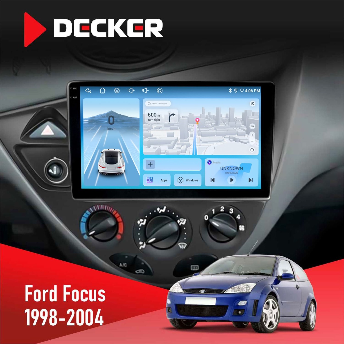Штатна магнітола Ford Focus 1998-2004 Decker D9-010 6x128 DSP 4G 2K Штатна магнітола Ford Focus 1998-2004 Decker D9-010 6x128 DSP 4G 2K - Зображення 1