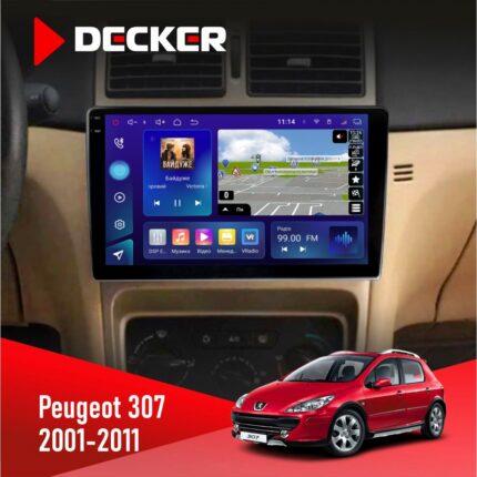 Штатна магнітола Peugeot 307 2001-2011 Decker D9-005 4x64, DSP, 360, 4G, 2k
