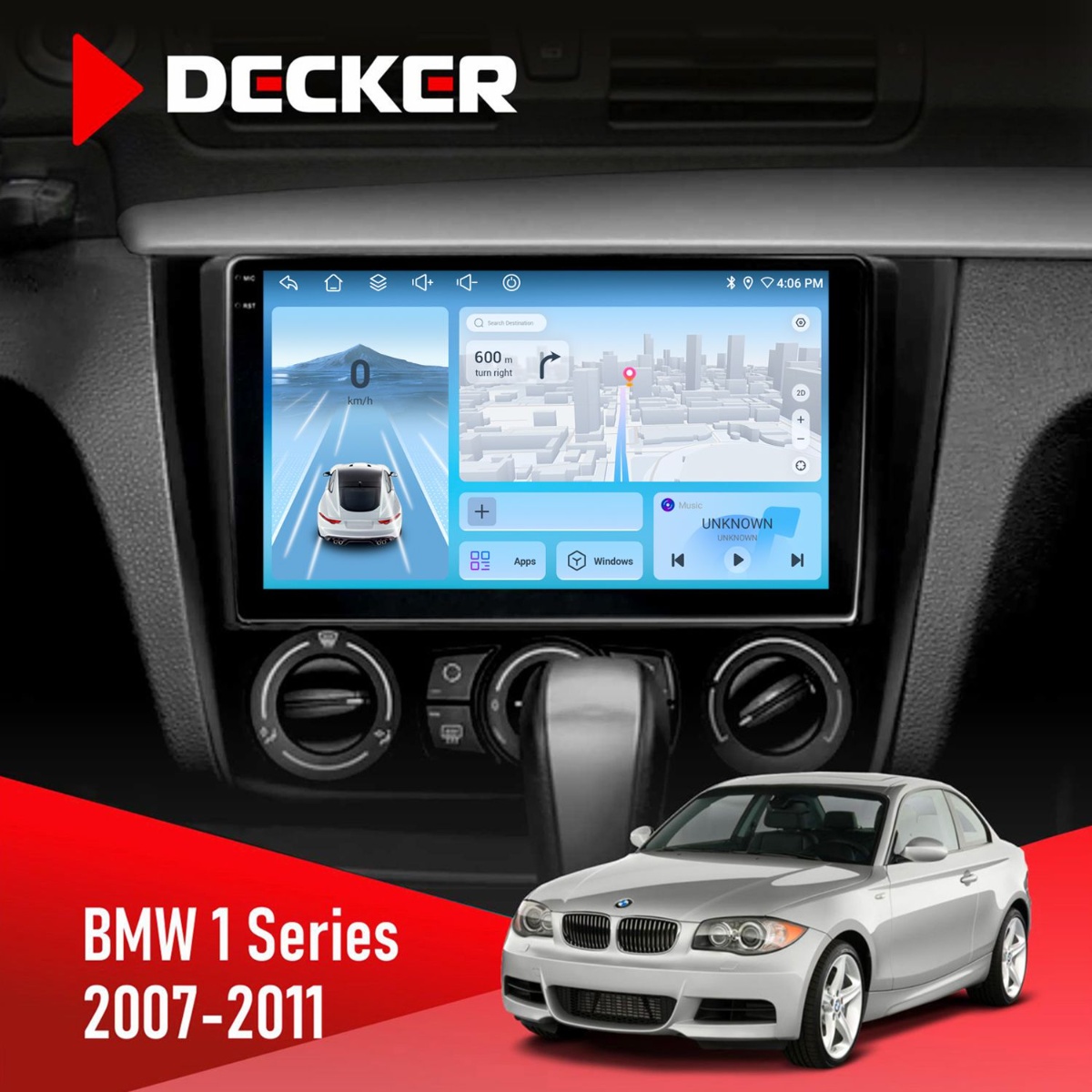 Штатна магнітола BMW 1 Series 2007-2011 Decker D9-010 6x128 DSP 4G 2K Штатна магнітола BMW 1 Series 2007-2011 Decker D9-010 6x128 DSP 4G 2K - Зображення 1