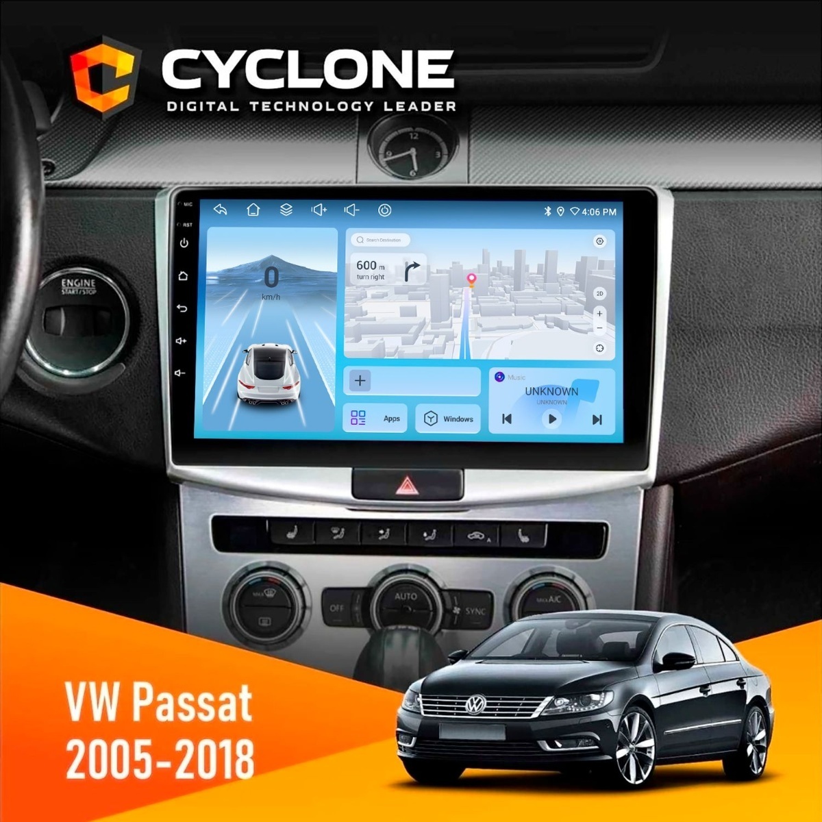 Штатна магнітола VW Passat (B6, B7) 2005-2014, CC 2012-2018 Cyclone C10-012 4x64 DSP 4G Штатна магнітола VW Passat B6 B7
