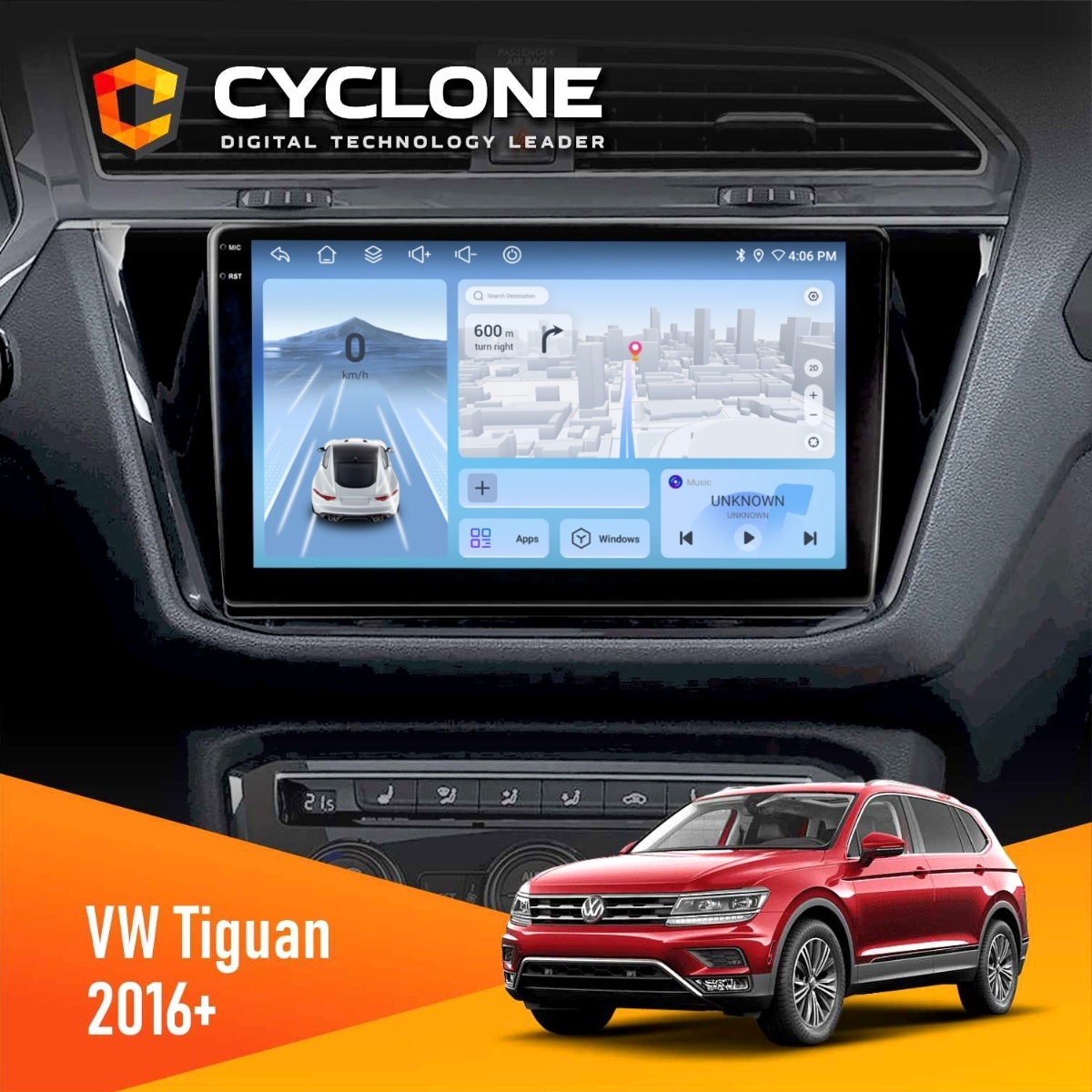 Штатна магнітола Volkswagen Tiguan 2016+ Cyclone C10-012 4x64 DSP 4G Штатна магнітола Volkswagen Tiguan Cyclone C10-012 4x64 DSP 4G