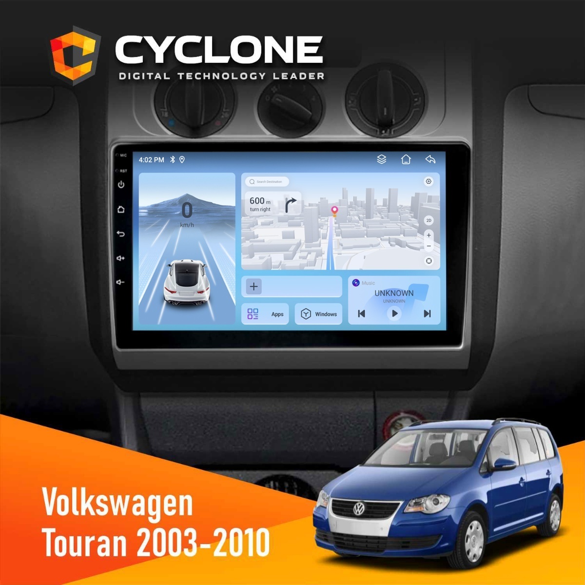 Штатна магнітола Volkswagen Touran 2003-2010 Conditioner Cyclone C10-012 4x64 DSP 4G Штатна магнітола Volkswagen Touran 2003-2010 Conditioner Cyclone C10-012 4x64 DSP 4G