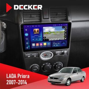 Штатна магнітола Lada Priora Black 2007-2014 Decker D9-009 з 9.5-дюймовим QLED 2K екраном