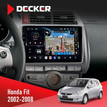 Штатна магнітола Honda Fit 2002-2008 Climate Decker D9-011 4x64 DSP 4G 360 — вигляд спереду