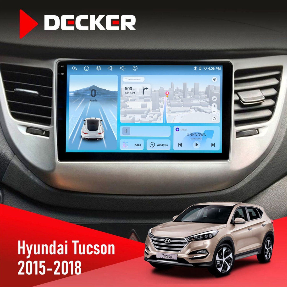 Штатна магнітола Hyundai Tucson 3 2015-2018 Decker D9-010 6x128 DSP 4G 2K Штатна магнітола Hyundai Tucson 3 2015-2018 Decker D9-010 6x128 DSP 4G 2K - Зображення 1