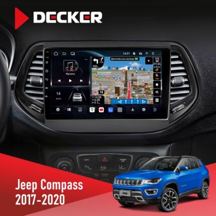 Штатна магнітола Jeep Compass 2017-2020 Decker D10-011 4x64 DSP 4G 360 — фронтальний вигляд