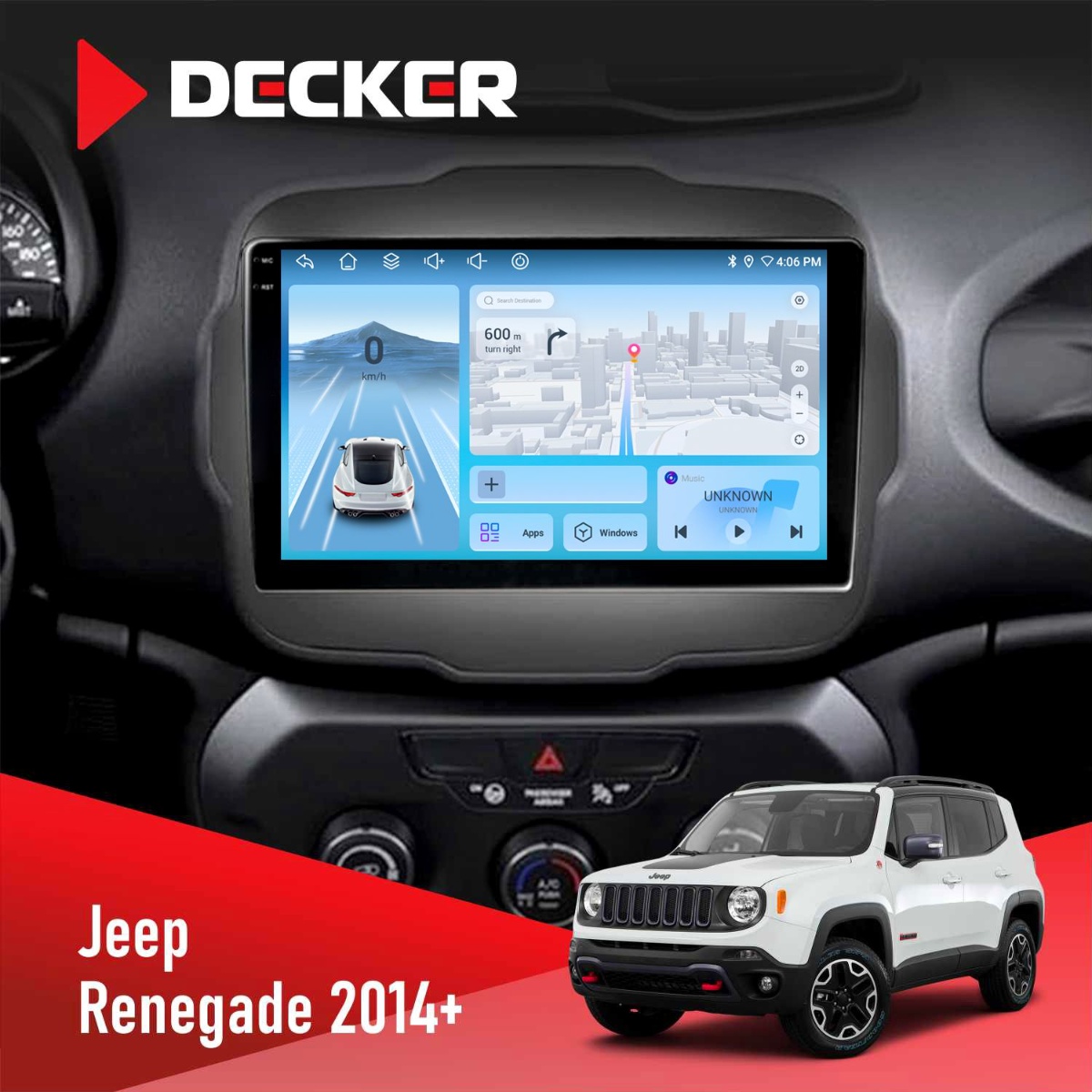Штатна магнітола Jeep Renegade 2014 Decker D9-010 6x128 DSP 4G 2K Штатна магнітола Jeep Renegade 2014 Decker D9-010 6x128 DSP 4G 2K - Зображення 1