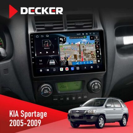 Штатна магнітола KIA Sportage 2005-2009 Decker D9-011 4x64 DSP 4G 360 — 9-дюймовий QLED екран, Android 15