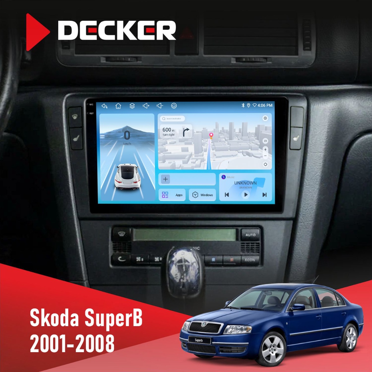 Штатна магнітола Skoda SuperB 2001-2008 Decker D9-010 6x128 DSP 4G 2K Штатна магнітола Skoda SuperB 2001-2008 Decker D9-010 6x128 DSP 4G 2K - Зображення 1