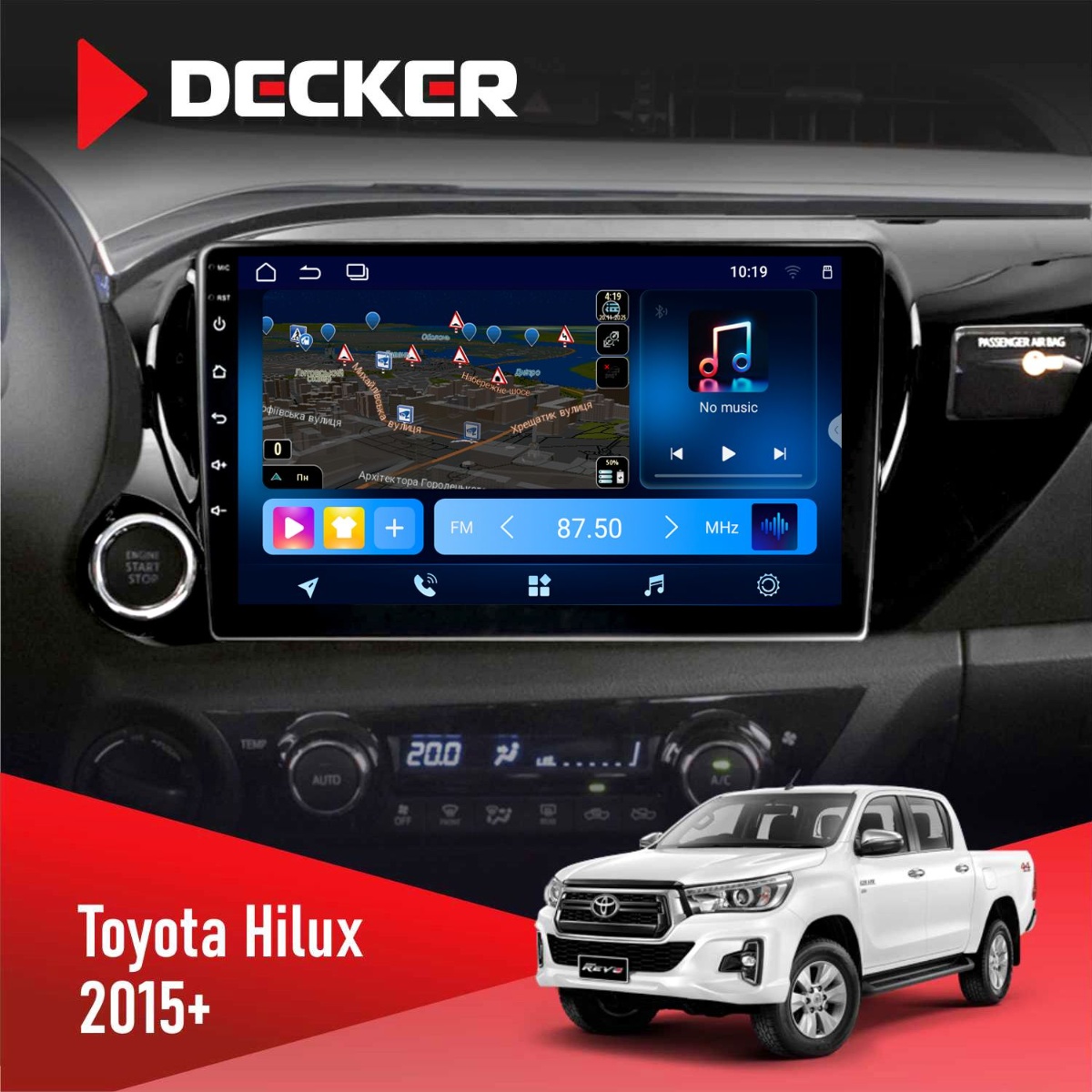 Штатна магнітола Toyota Hilux 2015-2020 Decker D10-008 8x128 DSP 4G Штатна магнітола Toyota Hilux 2015 2020