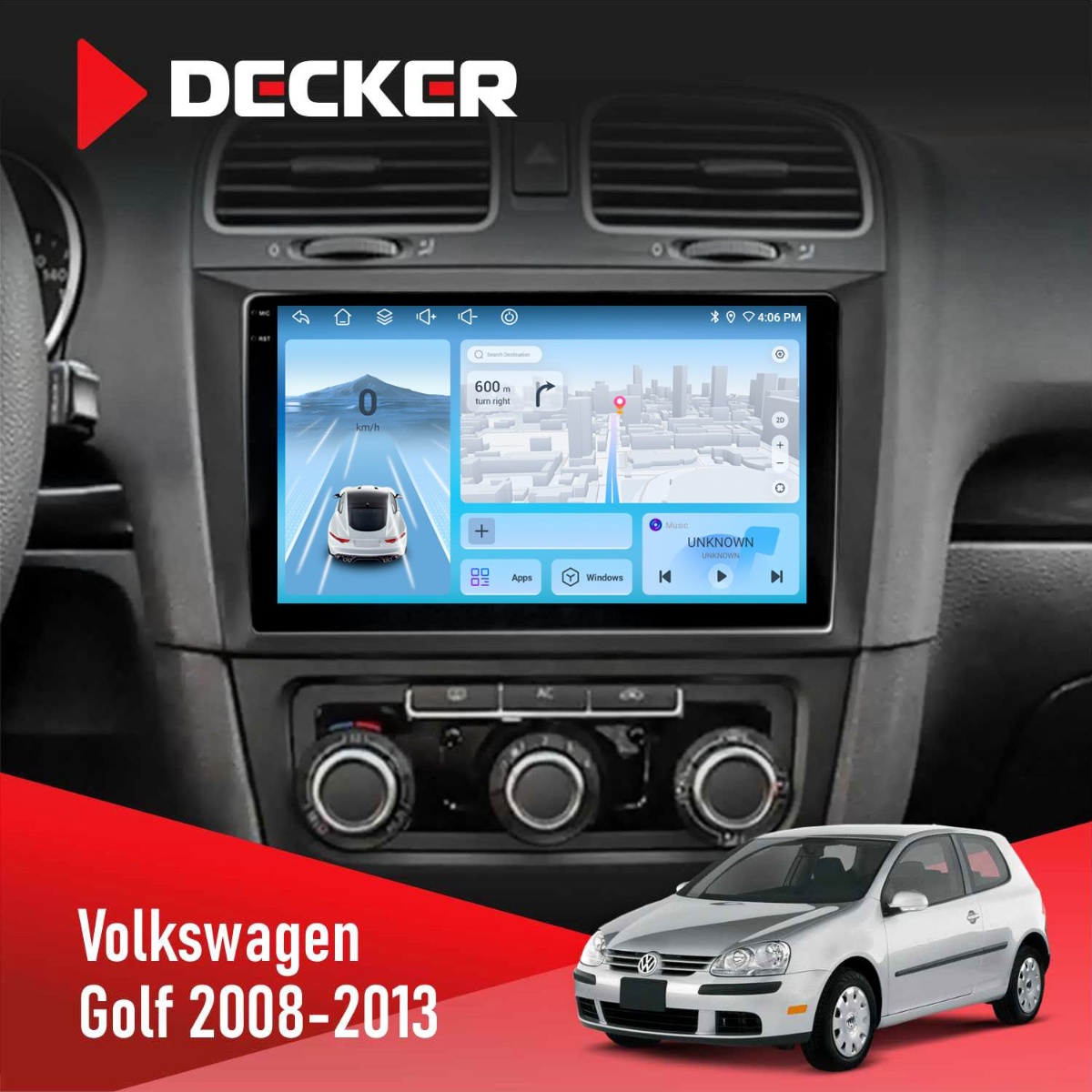 Штатна магнітола Volkswagen Golf 2008-2013 Decker D9-010 6x128 DSP 4G 2K Штатна магнітола Volkswagen Golf 2008-2013 Decker D9-010 6x128 DSP 4G 2K - Зображення 1
