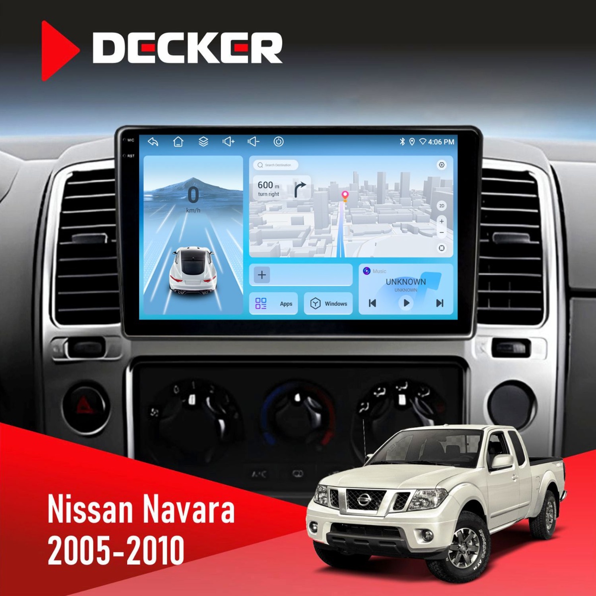 Штатна магнітола Nissan Navara (D40), Pathfinder (R51) 2005-2010 Nav Decker D9-010 6x128 DSP 4G 2K Штатна магнітола Nissan Navara, Pathfinder 2005-2010 Nav Decker D9-010 6x128, DSP, 4G, 2K - Зображення 1