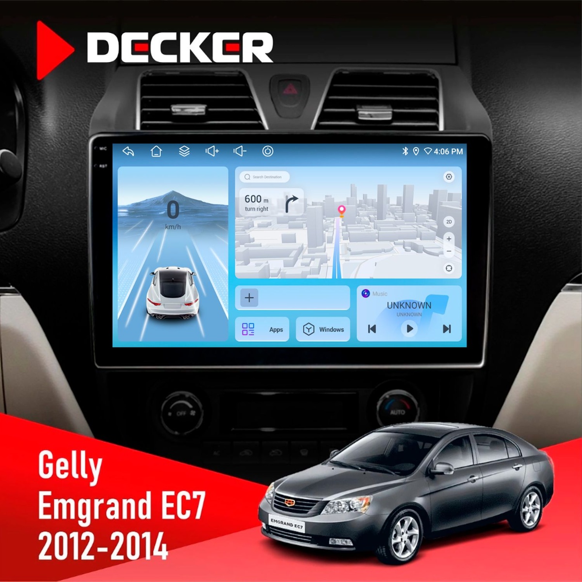 Штатна магнітола Gelly Emgrand EC7 2012-2014 Decker D10-010 6x128 DSP 4G 2K Штатна магнітола Gelly Emgrand EC7 2012-2014 Decker D10-010 6x128, DSP, 4G, 2K - Зображення 1