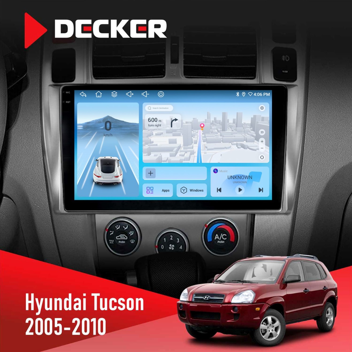 Штатна магнітола Hyundai Tucson 2005-2010 Decker D10-010 6x128 DSP 4G 2K Штатна магнітола Hyundai Tucson 2005-2010 Decker D10-010 6x128, DSP, 4G, 2K - Зображення 1
