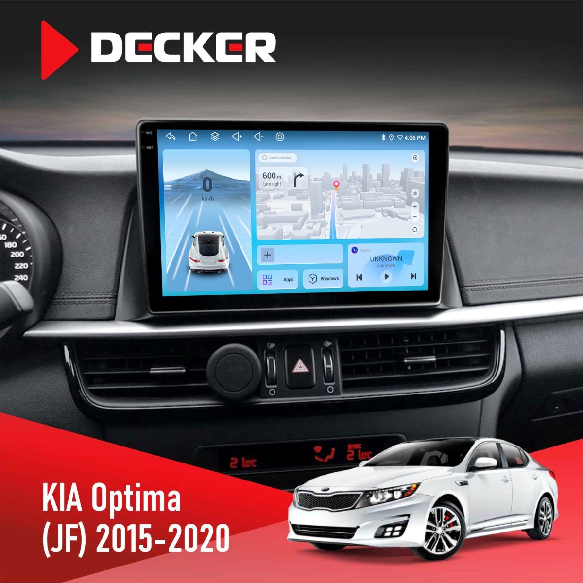 Штатна магнітола KIA Optima, K5 2015-2020 Decker D10-010 6x128 DSP 4G 2K Штатна магнітола KIA Optima, K5 2015-2020 Decker D10-010 6x128, DSP, 4G, 2K - Зображення 1