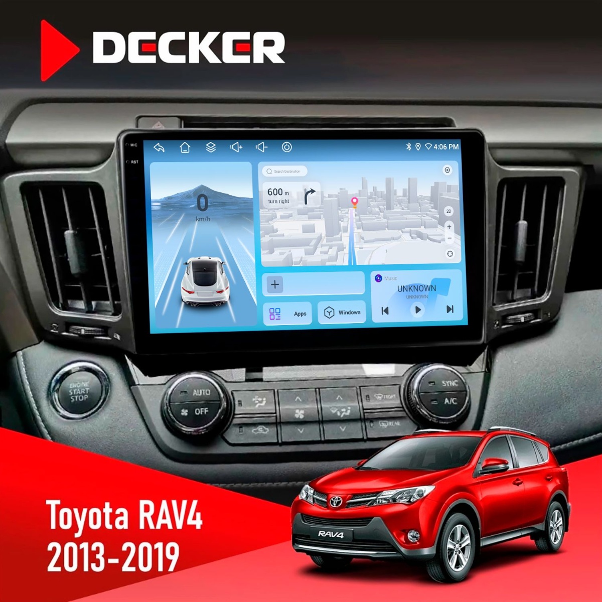 Штатна магнітола Toyota RAV4 2013-2019 Decker D10-010 6x128 DSP 4G 2K Штатна магнітола Toyota RAV4 2013-2019 Decker D10-010 6x128, DSP, 4G, 2K - Зображення 1