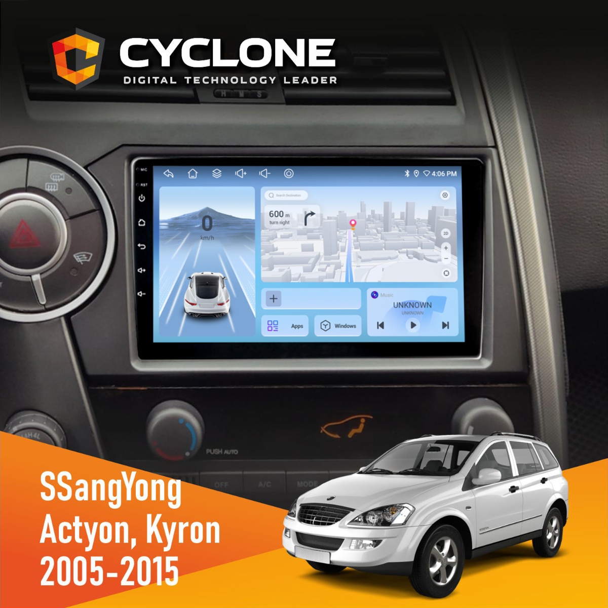 Штатна магнітола SsangYong Kyron 2005-2015 Cyclone C9-012 4x64 DSP 4G Штатна магнітола SsangYong Kyron 2005 2015 магнітола Cyclone C9-012