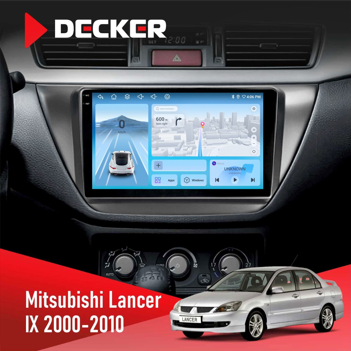 Штатна магнітола Mitsubishi Lancer 9 2000-2010 Black Decker D9-010 6x128 DSP 4G 2K Штатна магнітола Mitsubishi Lancer 9 2000-2010 Black Decker D9-010 6x128 DSP 4G 2K - Зображення 1