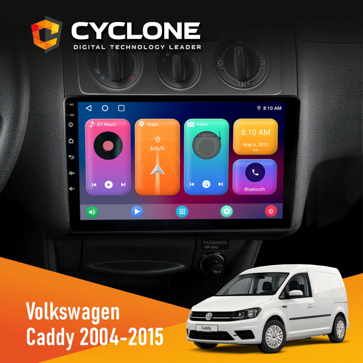 Штатна магнітола Volkswagen Caddy 2004-2015 Black Conditioner Cyclone C10-001 2x64 CPL Штатна магнітола Volkswagen Caddy 2004 2015