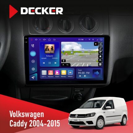 Штатна магнітола Volkswagen Caddy 2004-2015 Black Conditioner Decker D10-005 4x64, DSP, 360, 4G, 2k