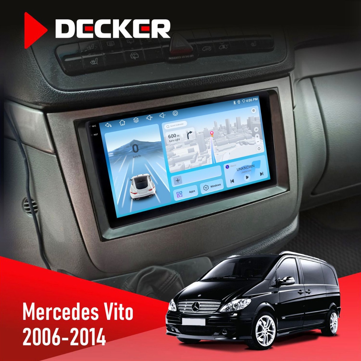 Штатна магнітола Mercedes-Benz Vito (W639), Viano (W639) 2006-2014 Decker D9-010 6x128 DSP 4G 2K Штатна магнітола Mercedes-Benz Vito (W639), Viano (W639) 2006-2014 Decker D9-010 6x128 DSP 4G 2K - Зображення 1