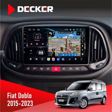 Штатна магнітола Fiat Doblo 2015-2023 Decker D9-011 4x64 DSP 4G 360 з QLED екраном 9 дюймів