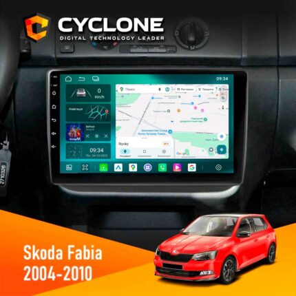 Штатна магнітола Skoda Fabia 2007-2014 Cyclone C10-013 4x64 DSP 4G