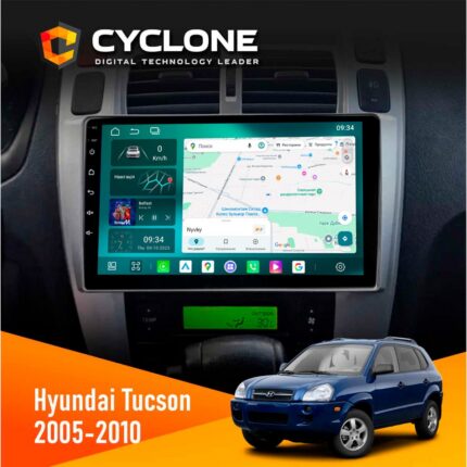 Штатна магнітола Hyundai Tucson 2005 2010 Black Cyclone C10-013 4x64 DSP 4G