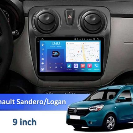 Штатна магнітола Renault Sandero Logan FORS auto в інтер'єрі автомобіля