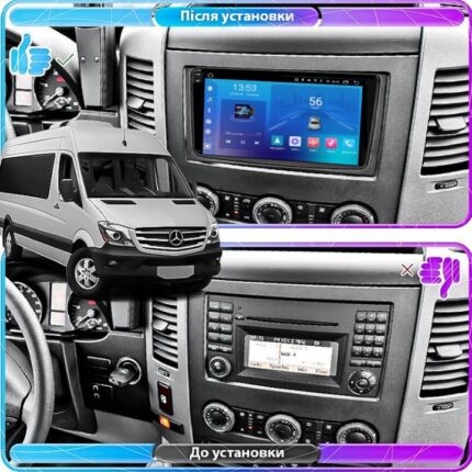 Штатна магнітола Mercedes Benz Sprinter FORS auto – вигляд збоку