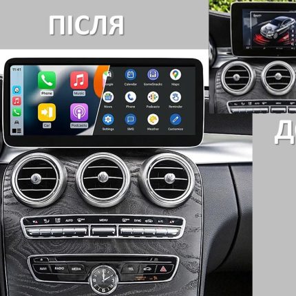 Штатна магнітола FORS.auto для Mercedes-Benz C/GLC-Class NTG 5.5 (W205) в інтер'єрі авто