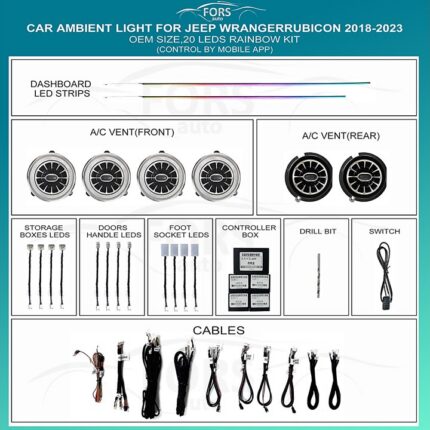 Підсвітка салону FORS.auto для Jeep Wrangler Rubicon 2018-2023