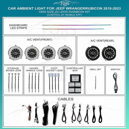 Підсвітка салону FORS.auto для Jeep Wrangler Rubicon 2018-2023